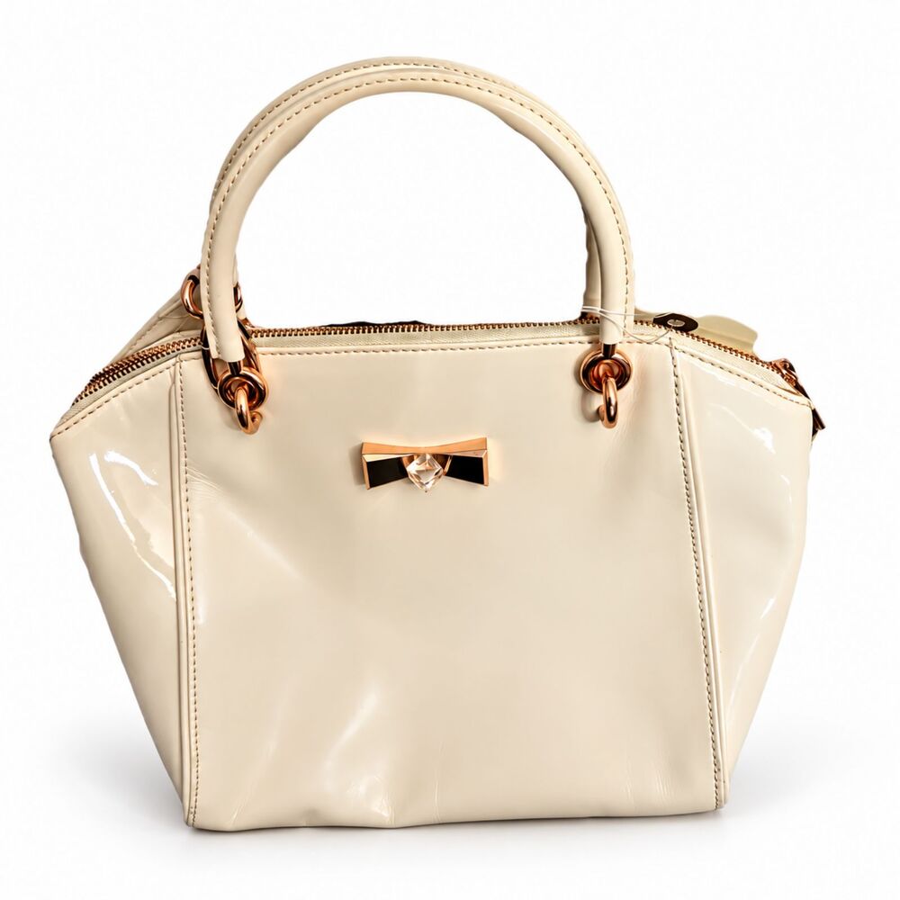 Ted Baker London Pink Leather Crossbody Bag Gold Metal Handle Dust Bag -PreOwned